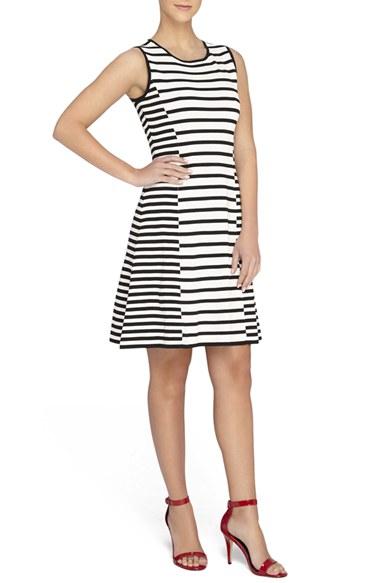 Women's Catherine Catherine Malandrino 'claire' Stripe Knit Sleeveless Fit & Flare Dress