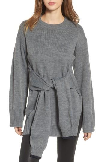 Women's J.o.a. Tie Front Sweater - Grey