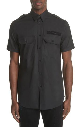 Men's Givenchy Short Sleeve Woven Shirt Eu - Black