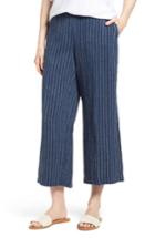 Women's Eileen Fisher Stripe Linen Crop Pants, Size - Blue