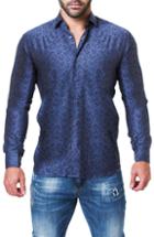 Men's Maceoo Fibonacci Paisley Trim Fit Sport Shirt - Blue