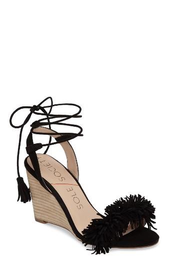 Women's Sole Society Rosea Ankle Wrap Sandal M - Black