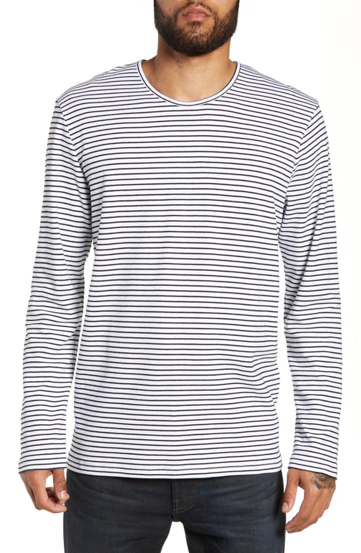 Men's Wax London Finham Stripe Long Sleeve T-shirt - White