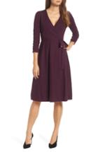 Women's Eliza J Faux Wrap Sweater Dress, Size - Burgundy
