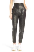 Women's Topshop Boutique Straight Leg Leather Trousers Us (fits Like 10-12) - Black