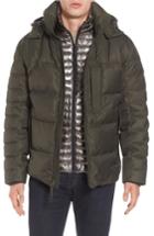 Men's Andrew Marc Quilted Down Jacket With Zip Out Bib, Size - Green