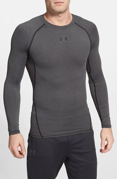 Men's Under Armour Heatgear Compression Fit Long Sleeve T-shirt, Size - Grey