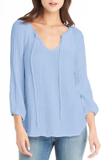 Women's Michael Stars Smocked Yoke Peasant Top - Blue