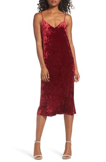 Women's Nsr Velvet Midi Slipdress - Burgundy