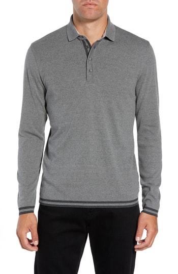 Men's Ted Baker London Longfiz Slim Fit Ribstart Polo (m) - Grey