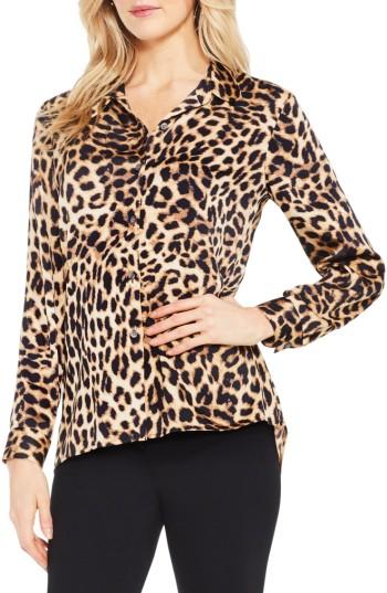 Women's Vince Camuto Leopard Print Blouse, Size - Black