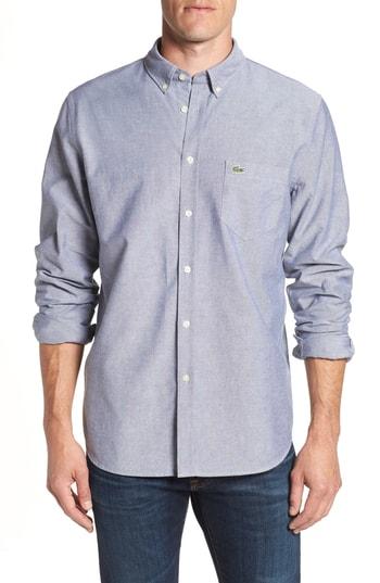 Men's Lacoste Regular Fit Oxford Sport Shirt Eu - Blue