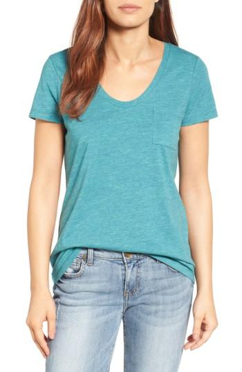 Women's Caslon Rounded V-neck Tee - Blue/green
