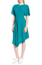 Women's Lewit Asymmetrical Slit Sleeve Crepe Dress - Blue/green
