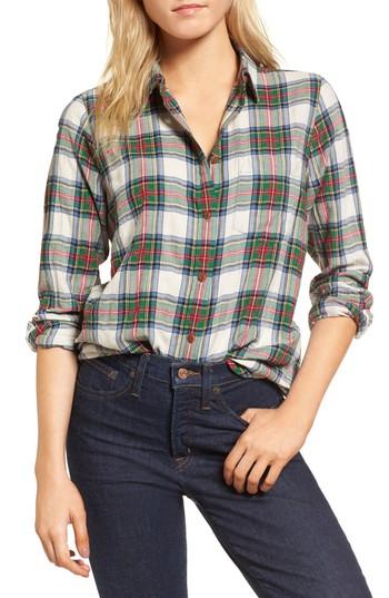 Women's J.crew Buffalo Plaid Boy Shirt - Blue/green