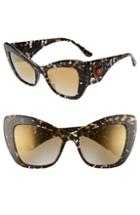 Women's Dolce & Gabbana Sacred Heart 54mm Gradient Cat Eye Sunglasses - Black Gold Gradient Mirror