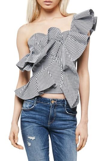 Women's Alpha & Omega Gingham One-shoulder Blouse