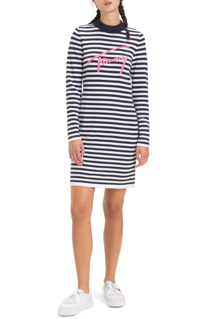 Women's Tommy Jeans Tjw Chenille Logo Stripe Dress - Blue