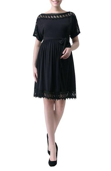 Women's Kimi And Kai 'elsie' Crochet Trim Maternity Dress - Black
