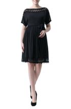 Women's Kimi And Kai 'elsie' Crochet Trim Maternity Dress - Black
