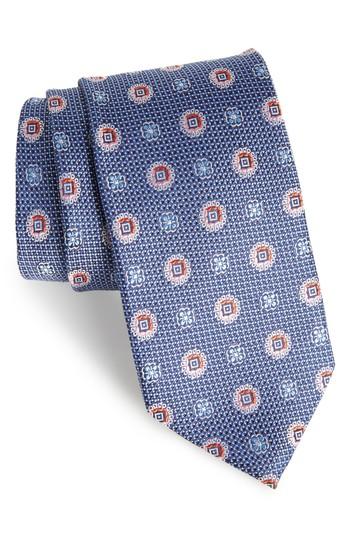 Men's Nordstrom Men's Shop Rurwin Medallion Silk Tie, Size X-long - Blue