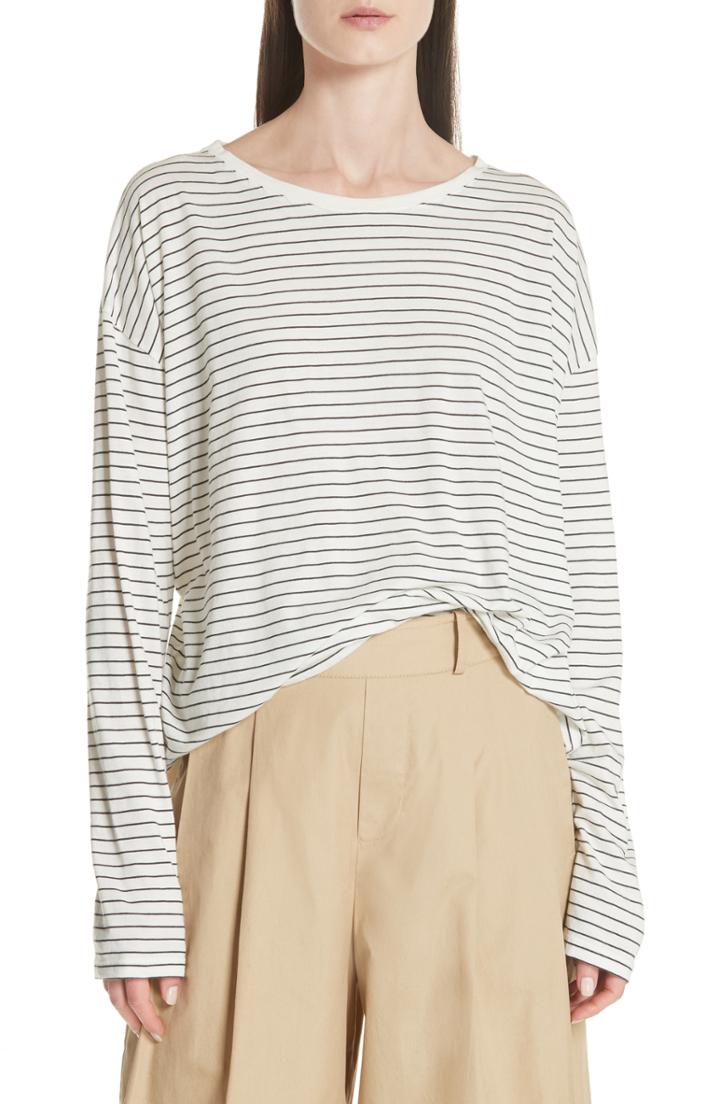 Women's Vince Pencil Stripe Pima Cotton Pullover Top