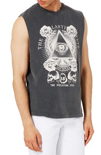 Men's Topman Lost Souls Oversize Tank - Black