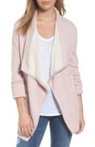 Women's Caslon Asymmetrical Drape Collar Terry Jacket - Pink