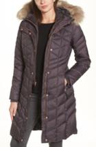 Women's Andrew Marc Meadow Down & Feather Fill Coat With Faux Fur Trim - Grey