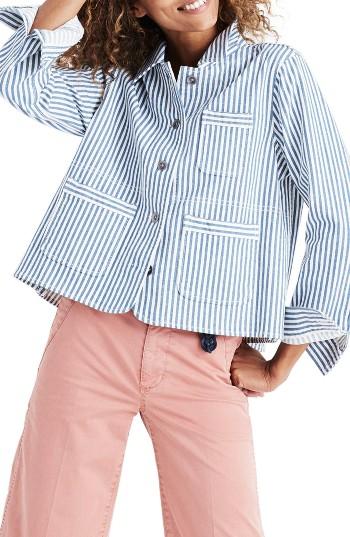 Women's Madewell Shrunken Workwear Jacket, Size - Blue
