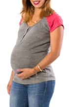 Women's Lab40 'toni' Stripe Maternity/nursing Top - Grey