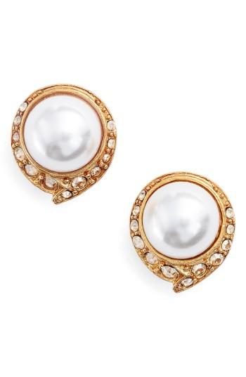 Women's Oscar De La Renta Simulated Pearl Stud Earrings
