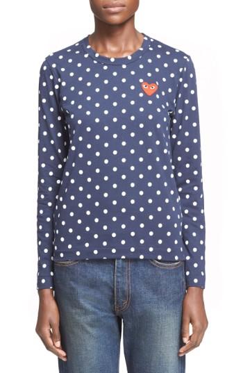 Women's Comme Des Garcons Play Polka Dot Tee - Black