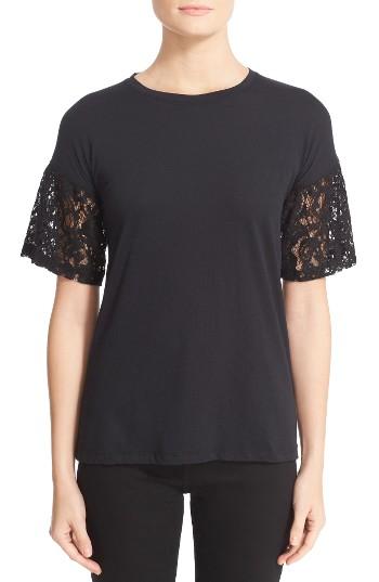 Women's Burberry Lace Puff Sleeve Tee - Black