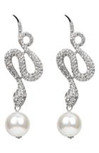 Women's Ben-amun Deco Crystal Snake & Imitation Pearl Drop Earrings