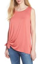 Women's Caslon Knot Front Jersey Tank - Coral