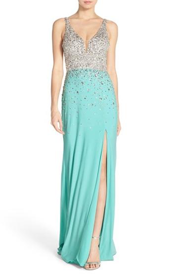 Women's Sean Collection Embellished Sleeveless Gown - Blue