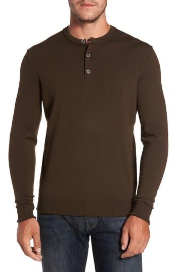 Men's Thomas Dean Merino Blend Henley - Brown