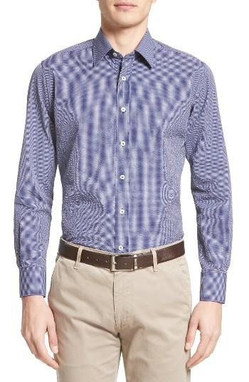 Men's Canali Micro Check Seersucker Sport Shirt