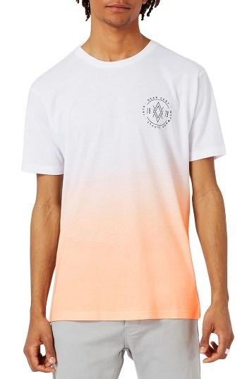 Men's Topman 1979 Print Ombre T-shirt, Size - Orange