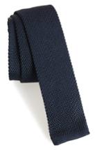 Men's Eleventy Solid Knit Silk Tie, Size - Blue