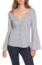 Women's Socialite Stripe Portrait Neck Top - Black