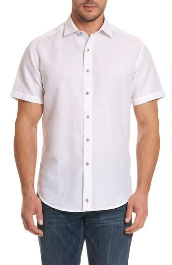 Men's Robert Graham Cyprus Classic Fit Linen & Cotton Sport Shirt - Pink