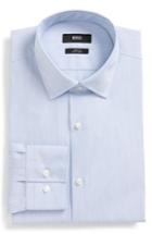 Men's Boss Jenno Slim Fit Easy Iron Stripe Dress Shirt .5 - Blue