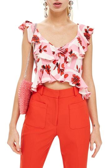 Women's Topshop Brigitte Floral Suntop Us (fits Like 0) - Pink