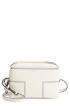 Tory Burch Block-t Double Zip Leather Crossbody Bag - White