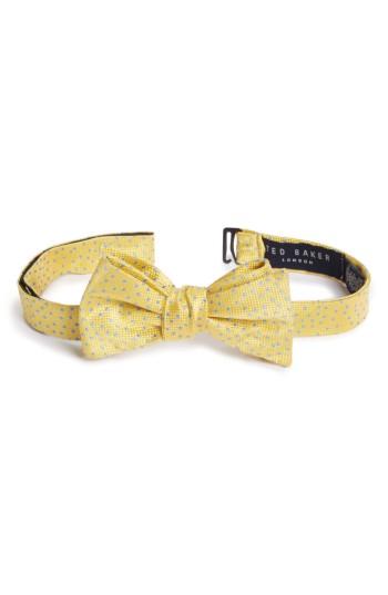 Men's Ted Baker London Jacquard Micro Dot Silk Bow Tie, Size - Yellow