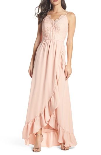 Women's Heartloom Teigen Faux Wrap Ruffle Gown - Pink