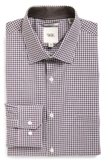 Men's W.r.k Extra Trim Fit Check Dress Shirt .5 32/33 - Purple