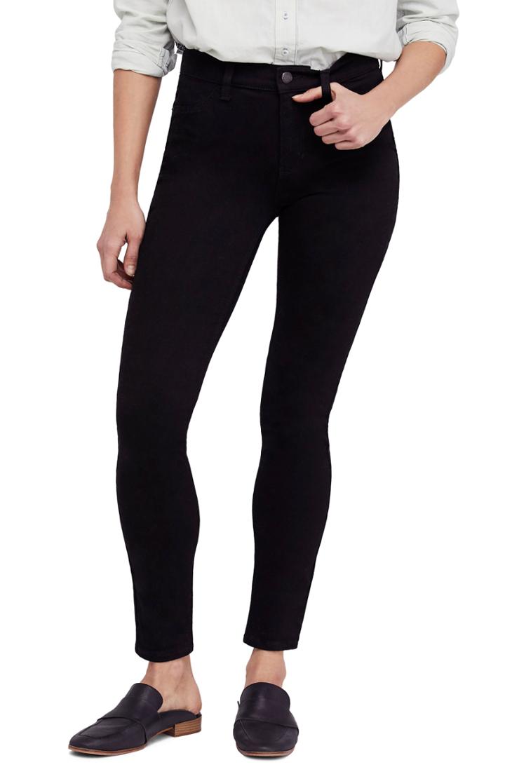 Women's We The Free By Free People Long & Lean High Waist Denim Leggings L - Black